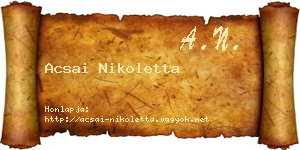 Acsai Nikoletta névjegykártya